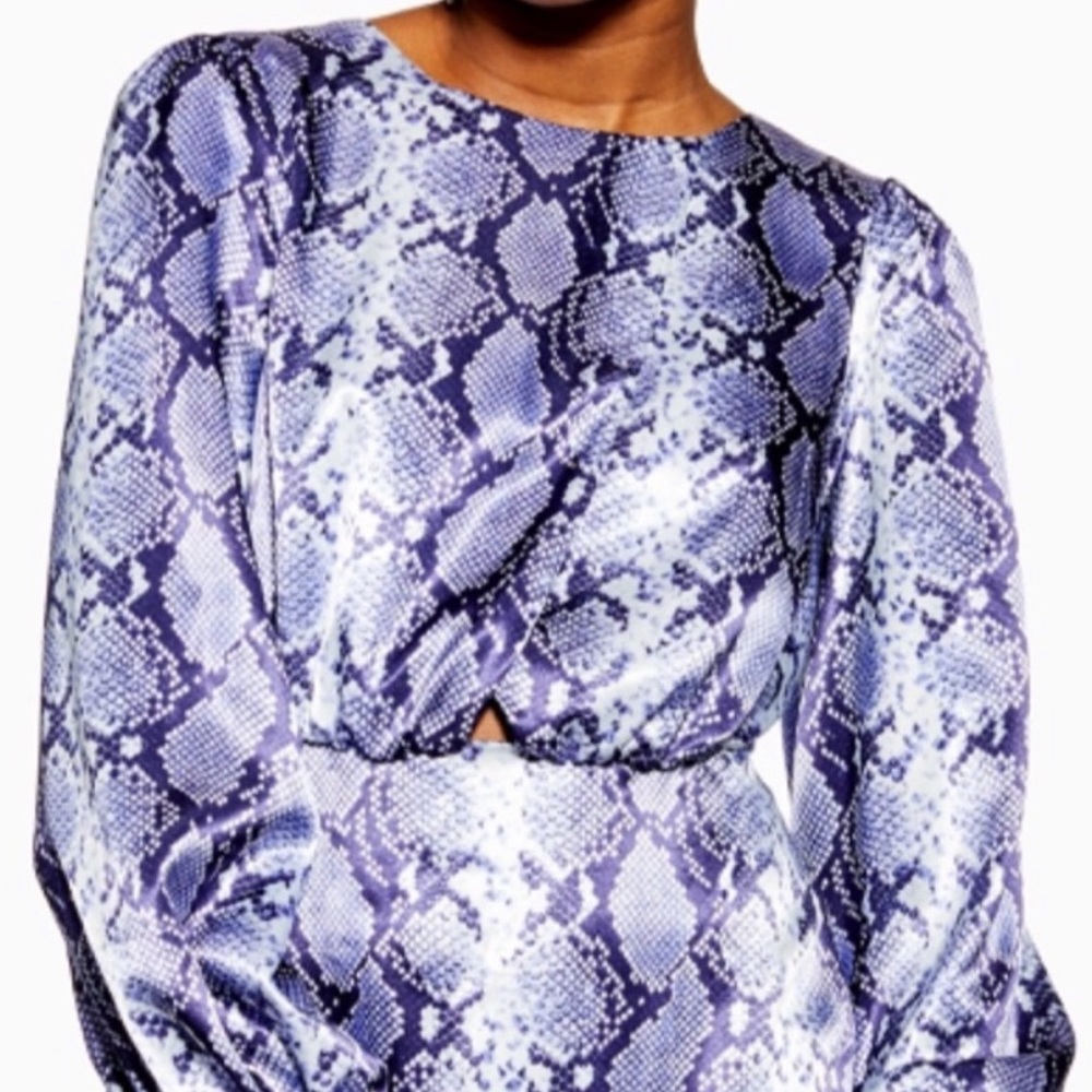 TOPSHOP Blue Snakeskin Pattern Cutout Dress